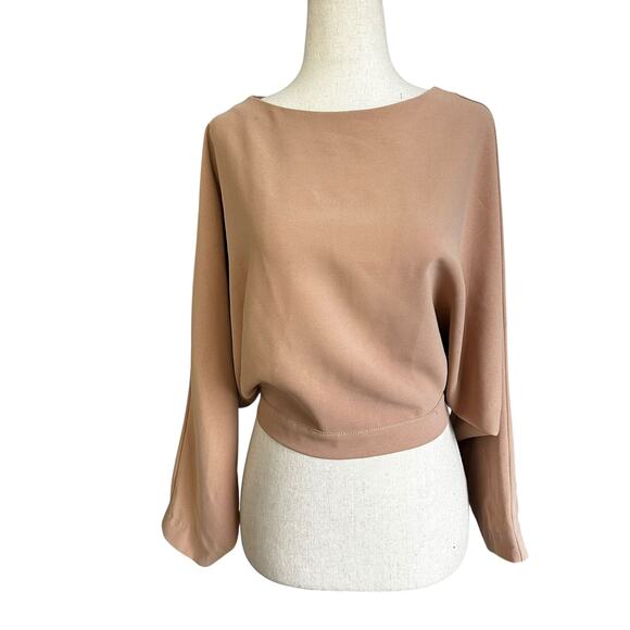 Windsor Pinkish Brown Open Back Tie Bow Blouse Women's Size Medium | 36-34 - Picture 1 of 6